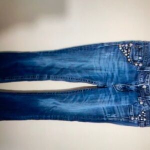 Miss me jeans size 29 blue cut rhinestone studded pockets
